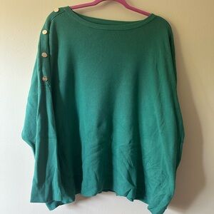 Teal Sweater with Gold Button Accents